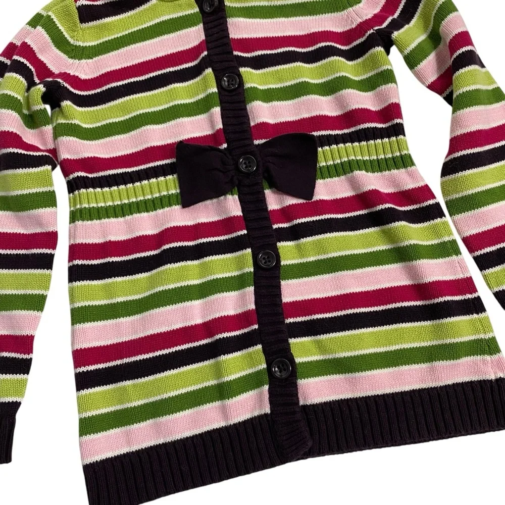 GYMBOREE Sweater Cardigan Button Up Hoodie Size 7/8 Pink Green Knit Warm